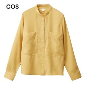 NWT COS PATCH POCKET COLLARLESS BLOUSE IN LYOCELL MUSTARD YELLOW